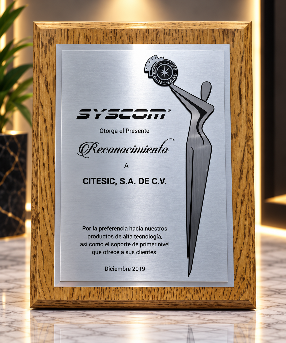 Reconocimiento SYSCOM Plata a CITESIC, 2019